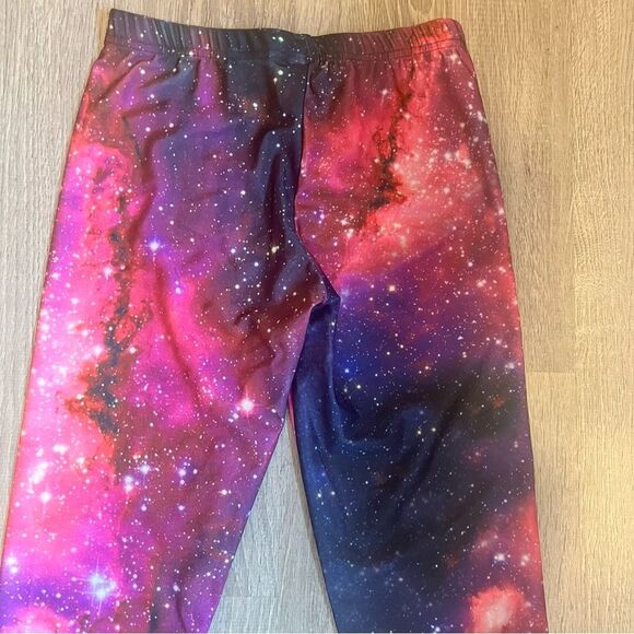 NEW Thinkgeek Black & Pink Galaxy Tie Dye Printed Leggings One Size - Picture 5 of 6